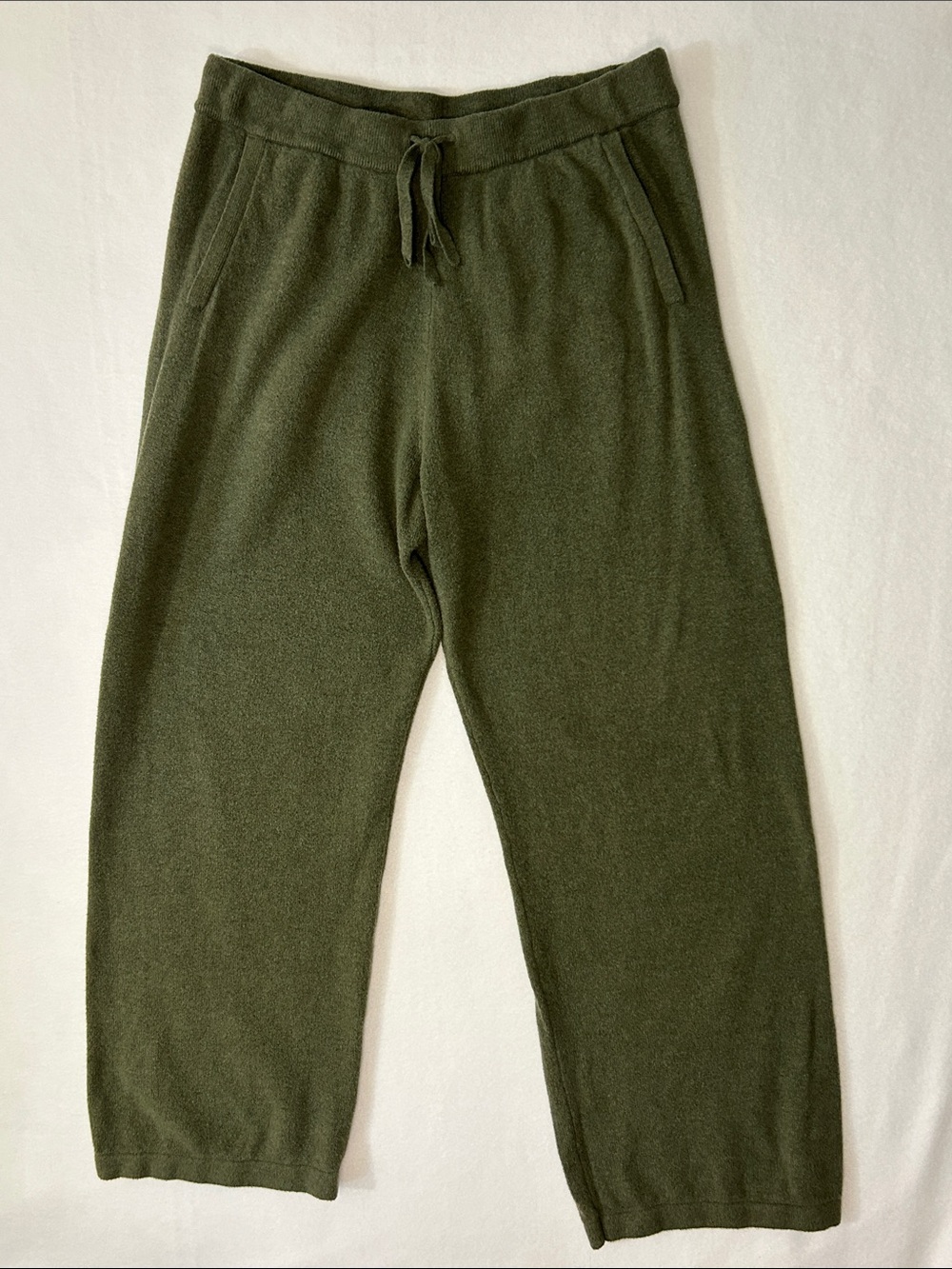 GAP Cashlike Olive Green Wide-Leg Drawstring Knit Pants